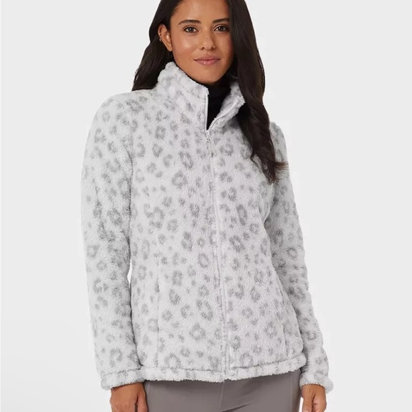 Alfred Dunner soft Sherpa zip front gray leopard jacket PXL - Picture 7 of 7